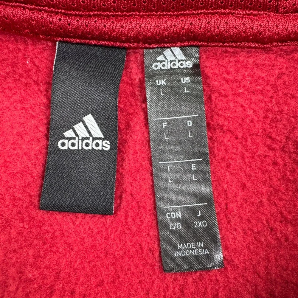 Adidas Men's Hoodie Pullover Red Large Colorblock Logo Sweatshirt‎